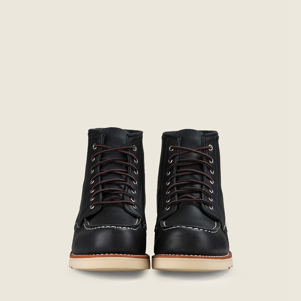 Heritage Støvler Dame - Red Wing 6-Inch Classic Moc - Short Boundary Læder - Sort - BVFQYD-602